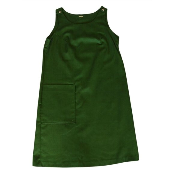 Vintage 60s Handmade Dark Olive Green Womens Shift Dress Size Small Earth Girl - Picture 10 of 10